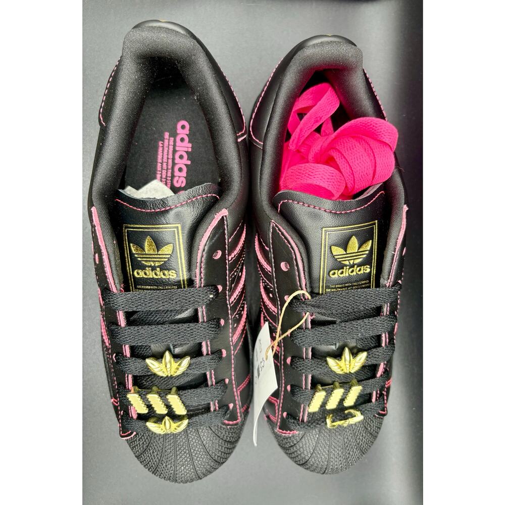 NIB - Sz. 6 - Woman's Adidas Superstar II - Black/Pink Shoes - Picture 6 of 10